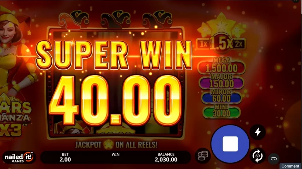 Tampilan visual slot Stars Bonanza 3x3 dengan tema buah dan kosmik