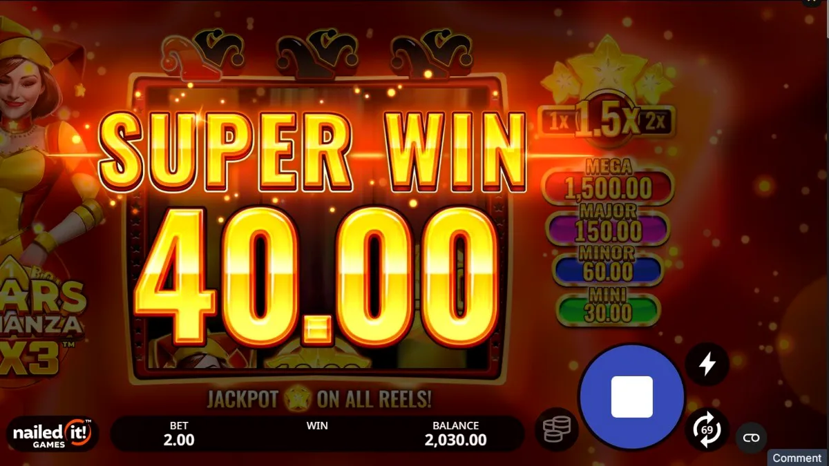 Tampilan visual slot Stars Bonanza 3x3 dengan tema buah dan kosmik